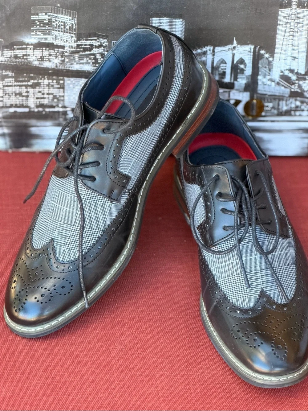Titan Black and Gray Wingtip Brogue Oxfords
